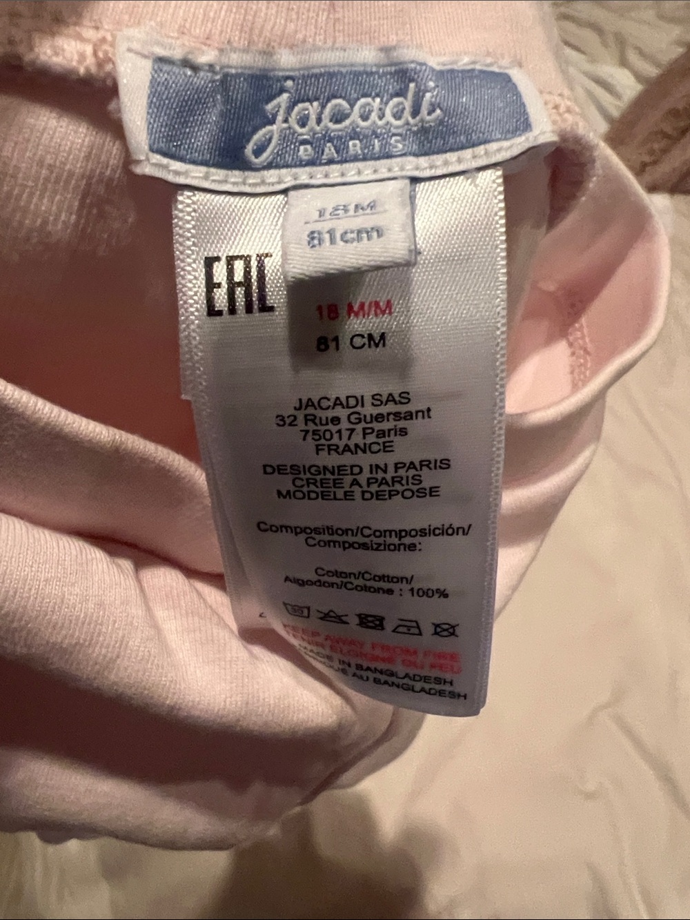 Jacadi Pink Girls' Knit Leggings 18 months EUC - Picture 2 of 4